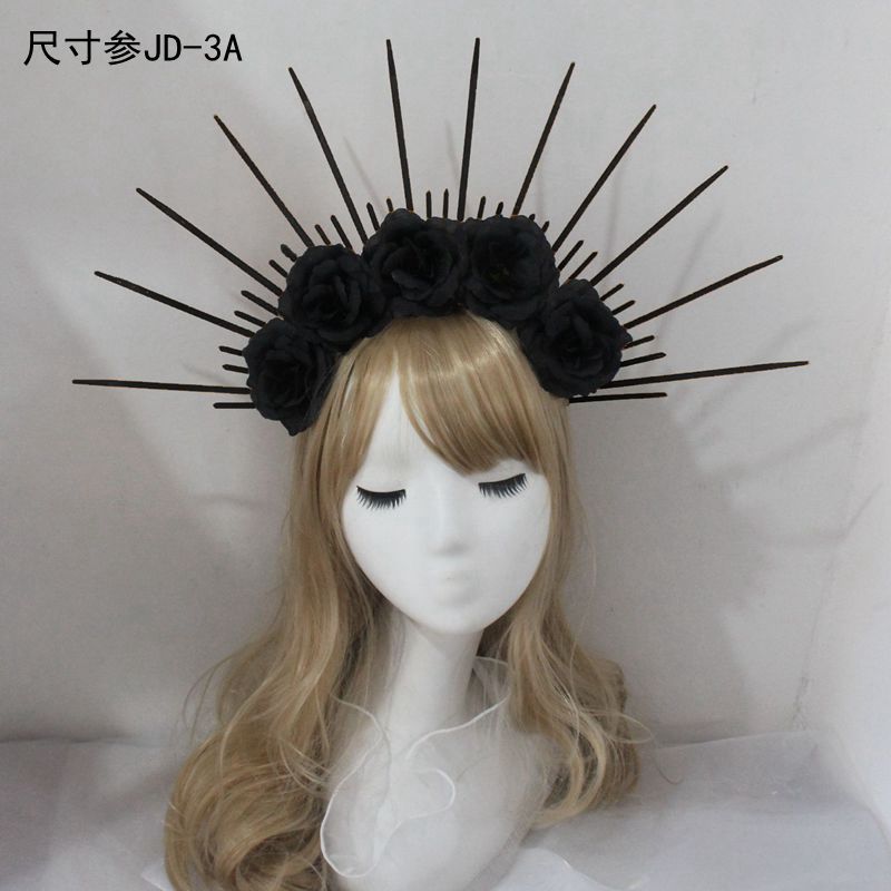Lolita Headband Halo Headpiece Cosplay Baroque Tiara Crown Women Goddess Mary Sunburst Hair Accessories