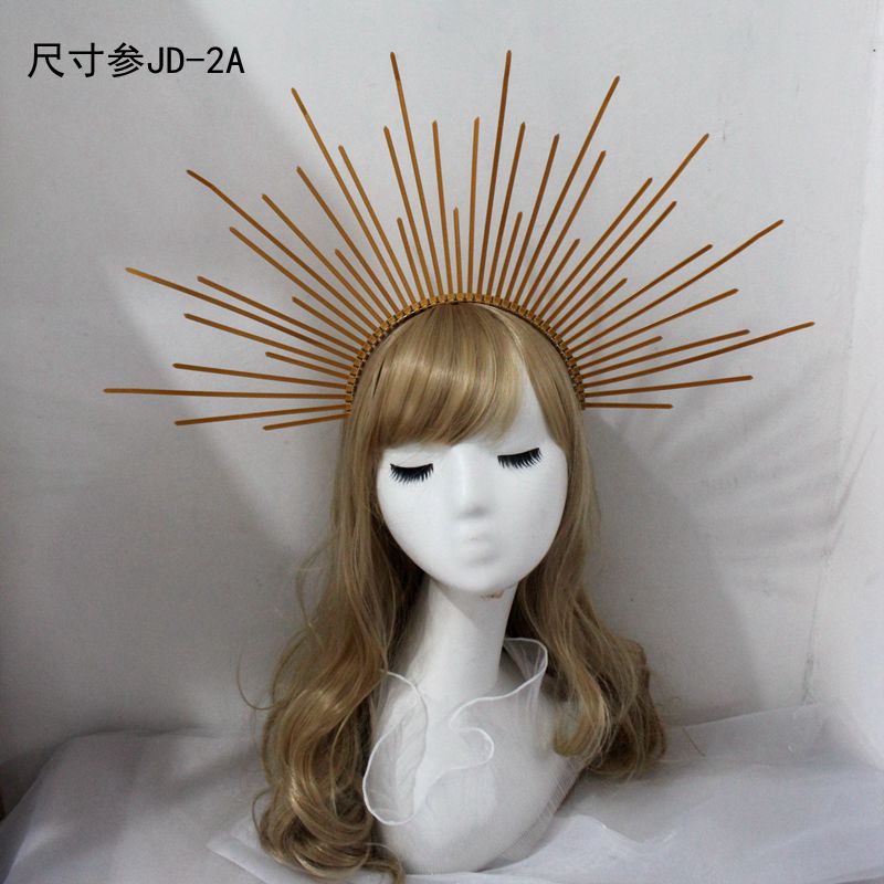 Lolita Headband Halo Headpiece Cosplay Baroque Tiara Crown Women Goddess Mary Sunburst Hair Accessories