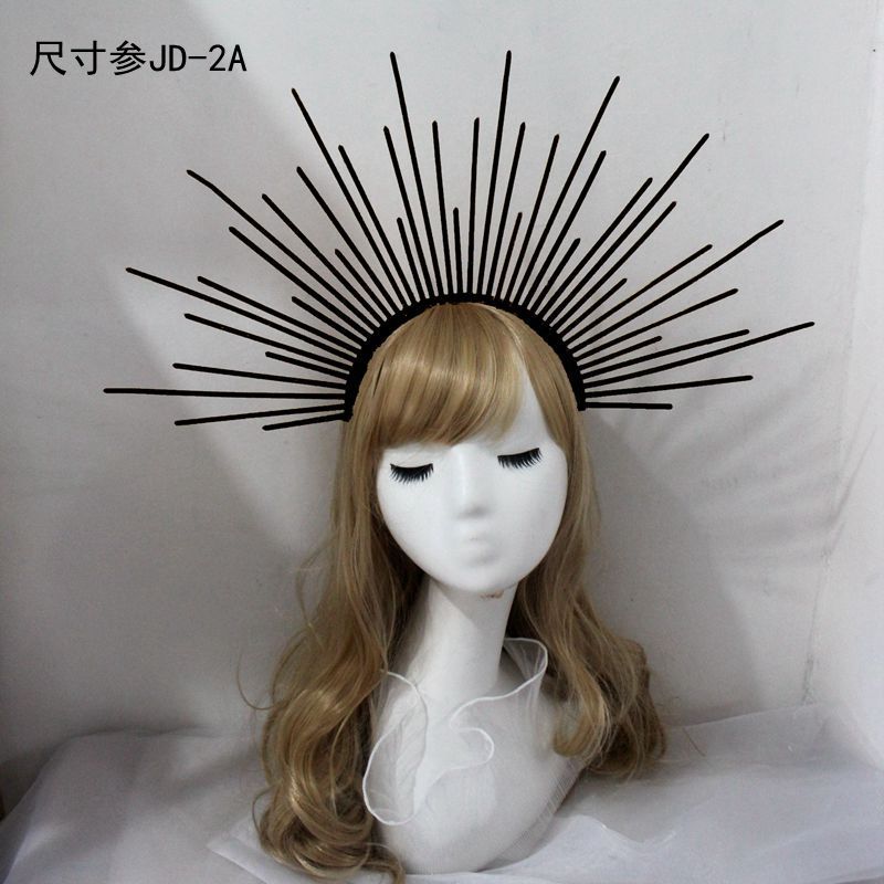 Lolita Headband Halo Headpiece Cosplay Baroque Tiara Crown Women Goddess Mary Sunburst Hair Accessories