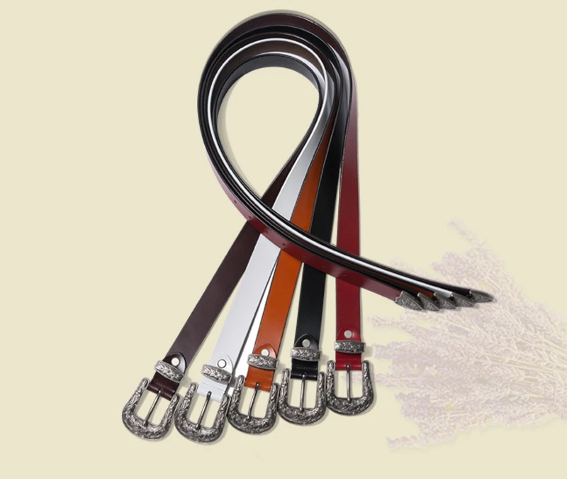 New Women Leather Western Cowgirl Waist Belt Metal Buckle Waistband New Hot Belts for Women Luxury Designer Brand Belts 2.8cm