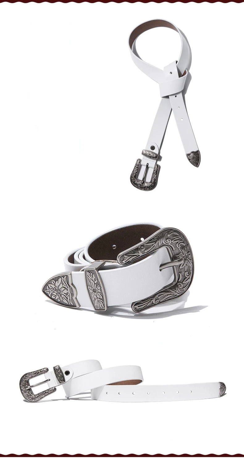 New Women Leather Western Cowgirl Waist Belt Metal Buckle Waistband New Hot Belts for Women Luxury Designer Brand Belts 2.8cm