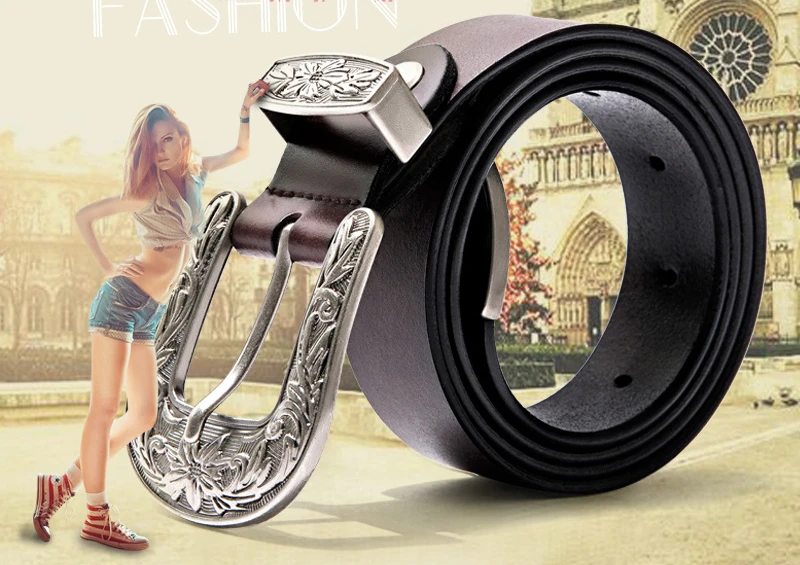 New Women Leather Western Cowgirl Waist Belt Metal Buckle Waistband New Hot Belts for Women Luxury Designer Brand Belts 2.8cm
