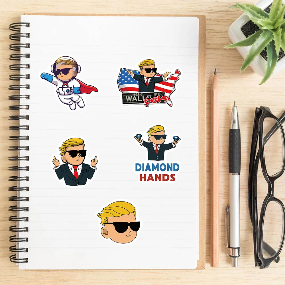 10/30/50PCS Stock Wall Street Bets Cartoon Stickers Graffiti Decals Bike Travel Luggage Guitar Laptop Waterproof Cool Sticker