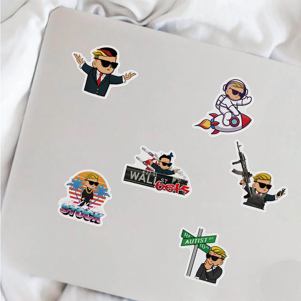 10/30/50PCS Stock Wall Street Bets Cartoon Stickers Graffiti Decals Bike Travel Luggage Guitar Laptop Waterproof Cool Sticker