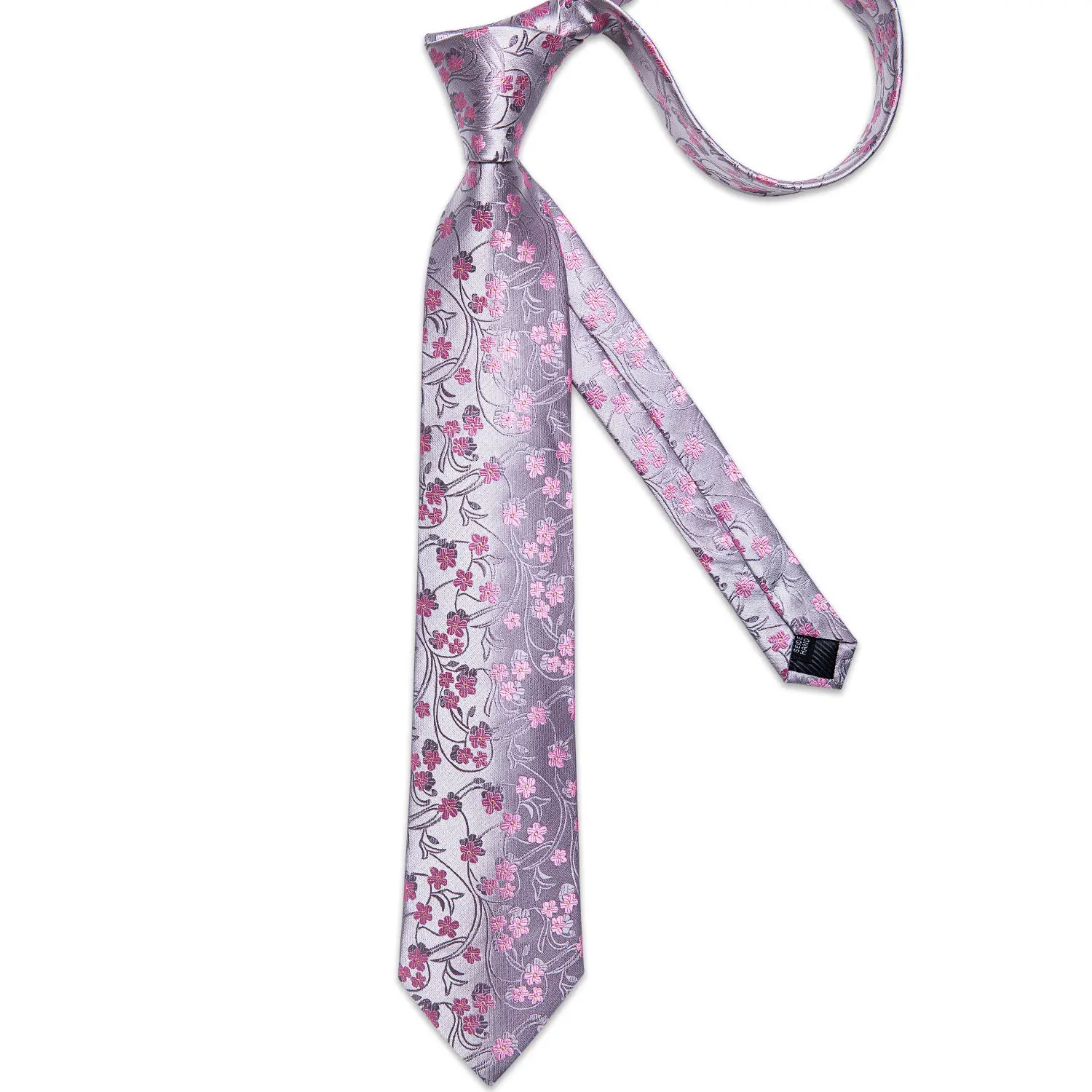 Floral Pink Ties For Men Wedding Party Man Tie Handkerchief Brooch Cufflinks Set Men Accessories Gravata