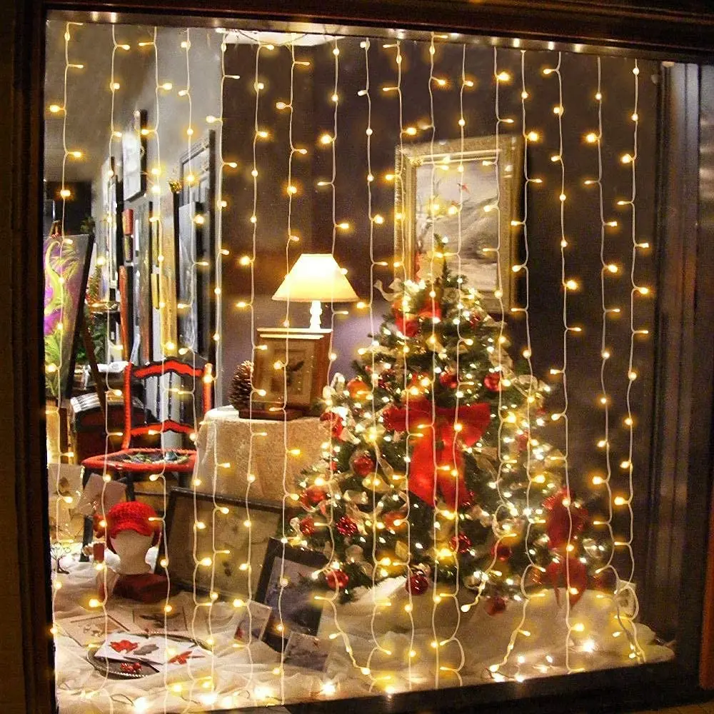 Christmas Decoration 3*3 6*3 9*3M Window Curtain Lights Outdoor Garland for Wedding Garden Patio String Lights New Year 2024