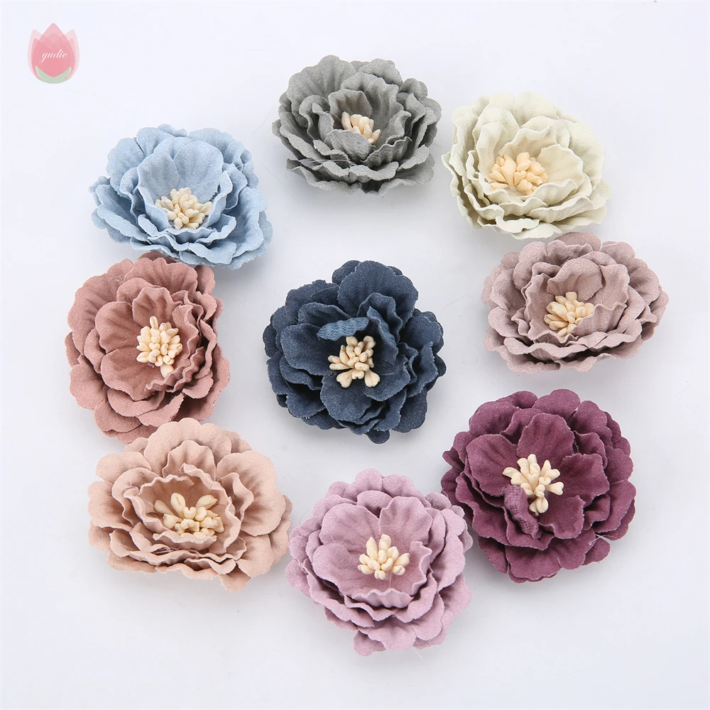 5/20Pcs 4cm Artificial Flowers Heads Silk Fake Flowers DIY Home Living Room Decoration Christmas Wreath New Year's Wedding Decor