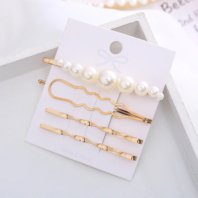 2020 New Ins Pearl Hairpins One Character Clip Women Girls Trendy Headwear Barrettes Fashion Hair Accessories Hairgrip Wholesale