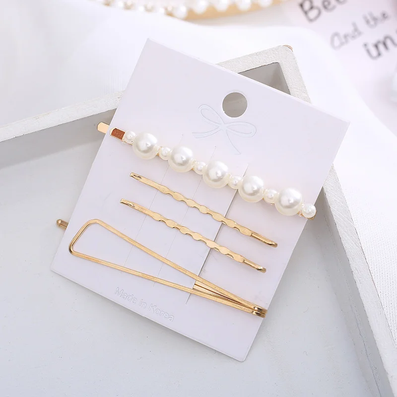 2020 New Ins Pearl Hairpins One Character Clip Women Girls Trendy Headwear Barrettes Fashion Hair Accessories Hairgrip Wholesale