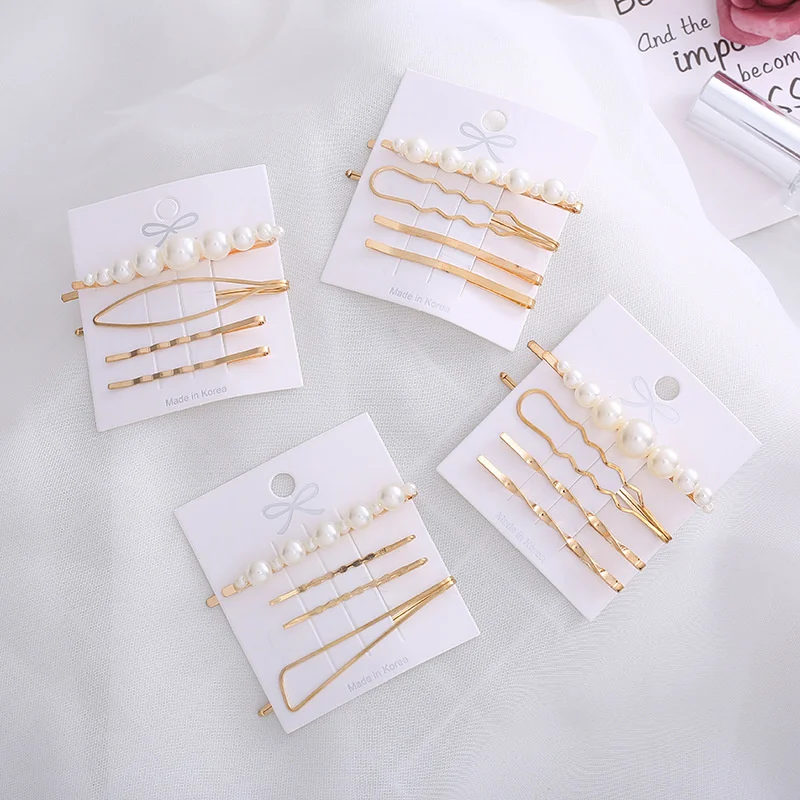 2020 New Ins Pearl Hairpins One Character Clip Women Girls Trendy Headwear Barrettes Fashion Hair Accessories Hairgrip Wholesale