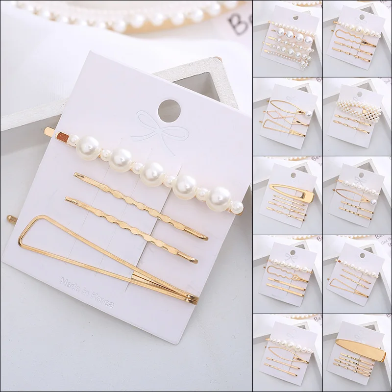 2020 New Ins Pearl Hairpins One Character Clip Women Girls Trendy Headwear Barrettes Fashion Hair Accessories Hairgrip Wholesale
