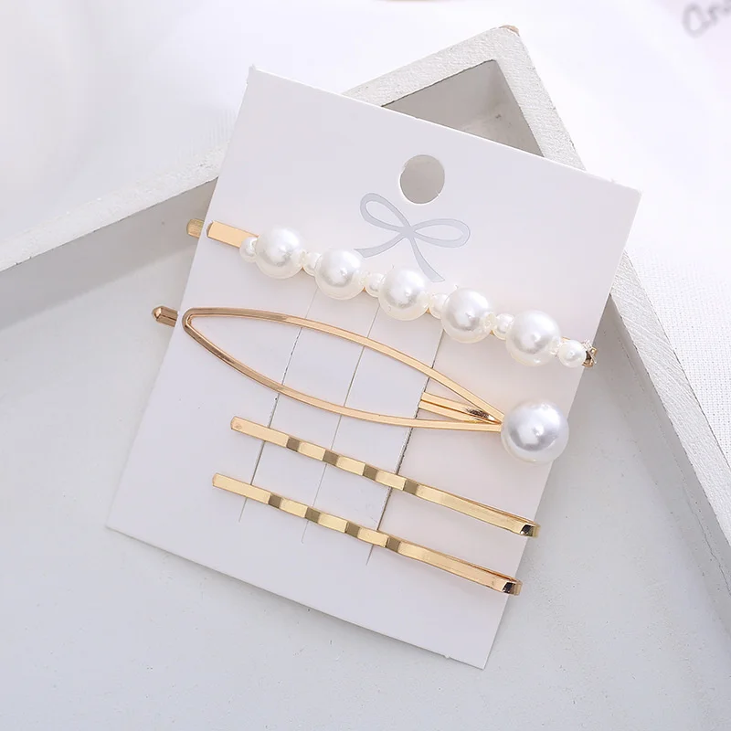 2020 New Ins Pearl Hairpins One Character Clip Women Girls Trendy Headwear Barrettes Fashion Hair Accessories Hairgrip Wholesale