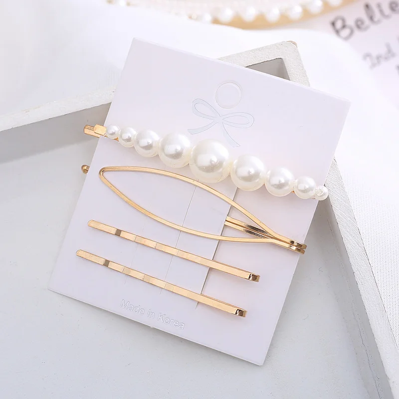 2020 New Ins Pearl Hairpins One Character Clip Women Girls Trendy Headwear Barrettes Fashion Hair Accessories Hairgrip Wholesale