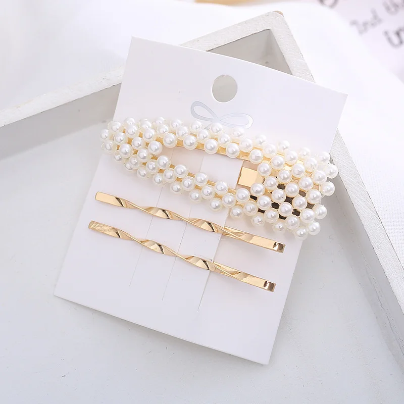 2020 New Ins Pearl Hairpins One Character Clip Women Girls Trendy Headwear Barrettes Fashion Hair Accessories Hairgrip Wholesale