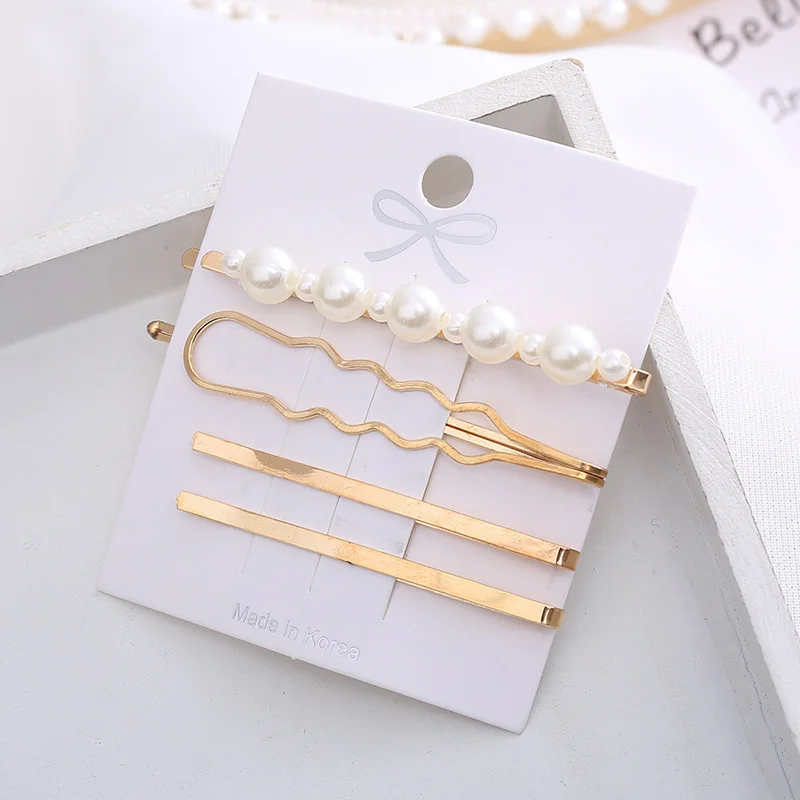 2020 New Ins Pearl Hairpins One Character Clip Women Girls Trendy Headwear Barrettes Fashion Hair Accessories Hairgrip Wholesale