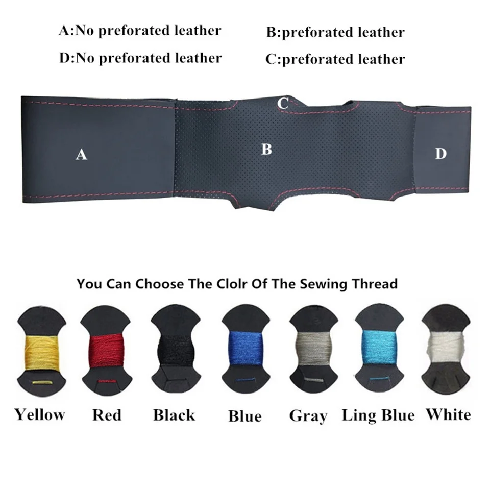 Carbon Fiber Leather Car Steering Wheel Cover For BMW 3 Series E46 2000-2006 5 Series E39 2000-2003 E53 X5 Z3 E36 2000-2002