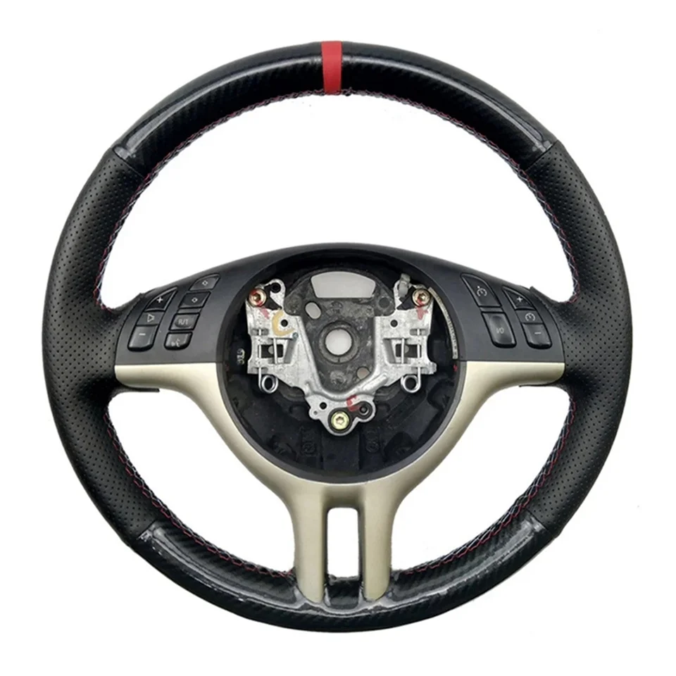 Carbon Fiber Leather Car Steering Wheel Cover For BMW 3 Series E46 2000-2006 5 Series E39 2000-2003 E53 X5 Z3 E36 2000-2002