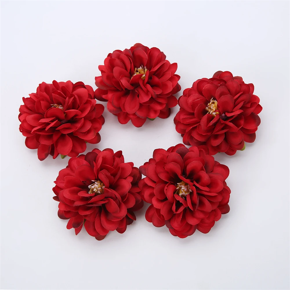 10Pcs Silk Dahlia Flower Heads Artificial Flower For Home Decor Wall Flowers Wedding Party Wreath Dahlia DIY Crafts Fake Flowers