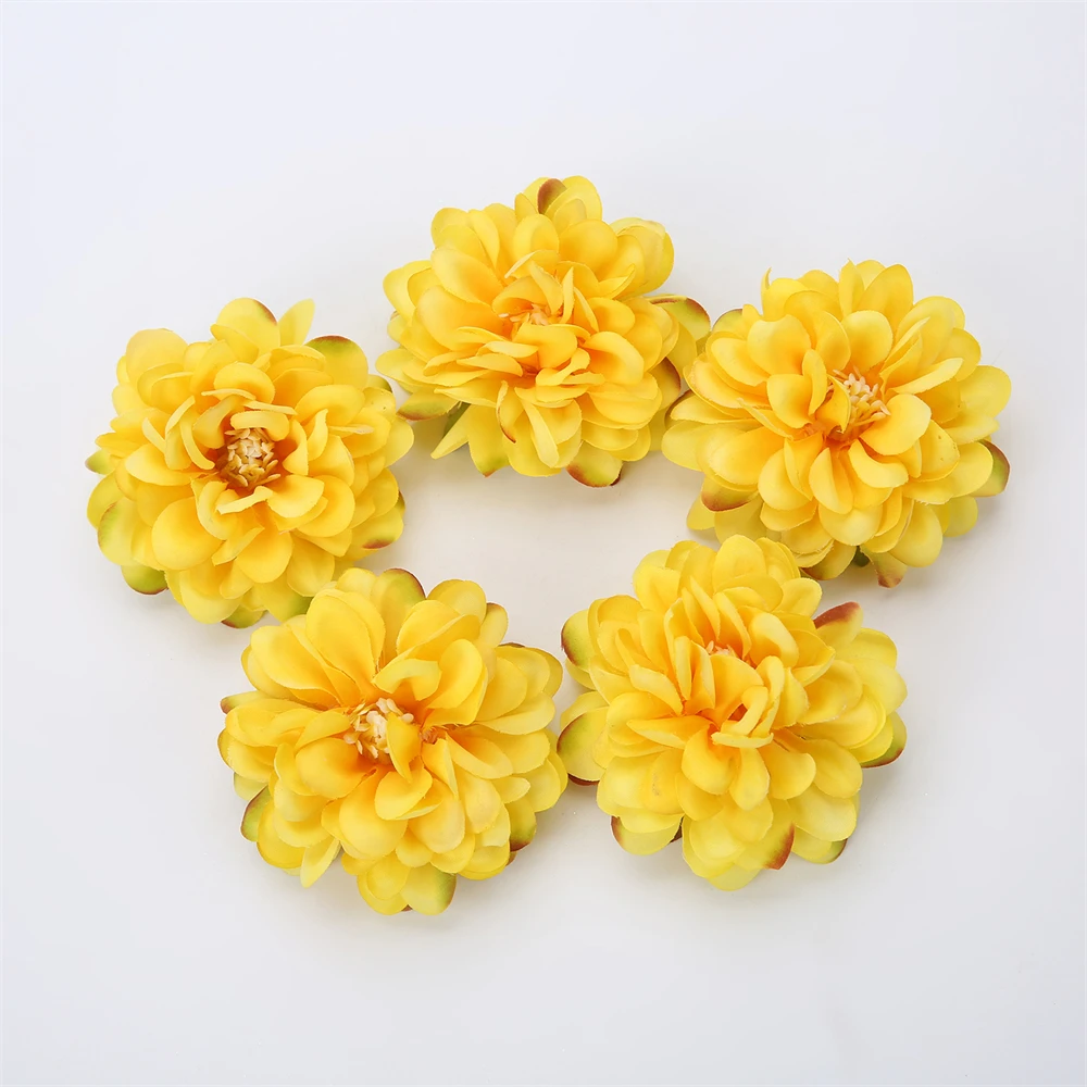 10Pcs Silk Dahlia Flower Heads Artificial Flower For Home Decor Wall Flowers Wedding Party Wreath Dahlia DIY Crafts Fake Flowers