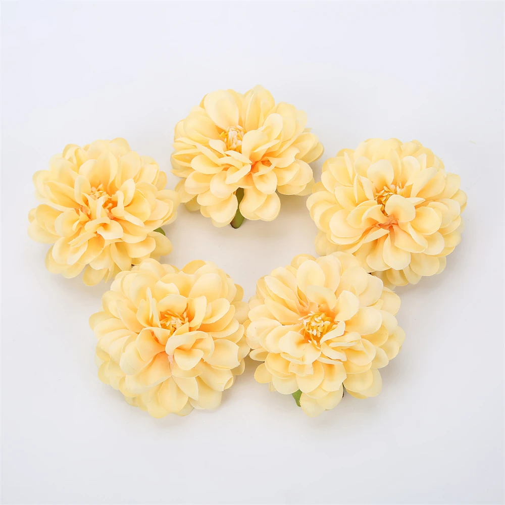 10Pcs Silk Dahlia Flower Heads Artificial Flower For Home Decor Wall Flowers Wedding Party Wreath Dahlia DIY Crafts Fake Flowers