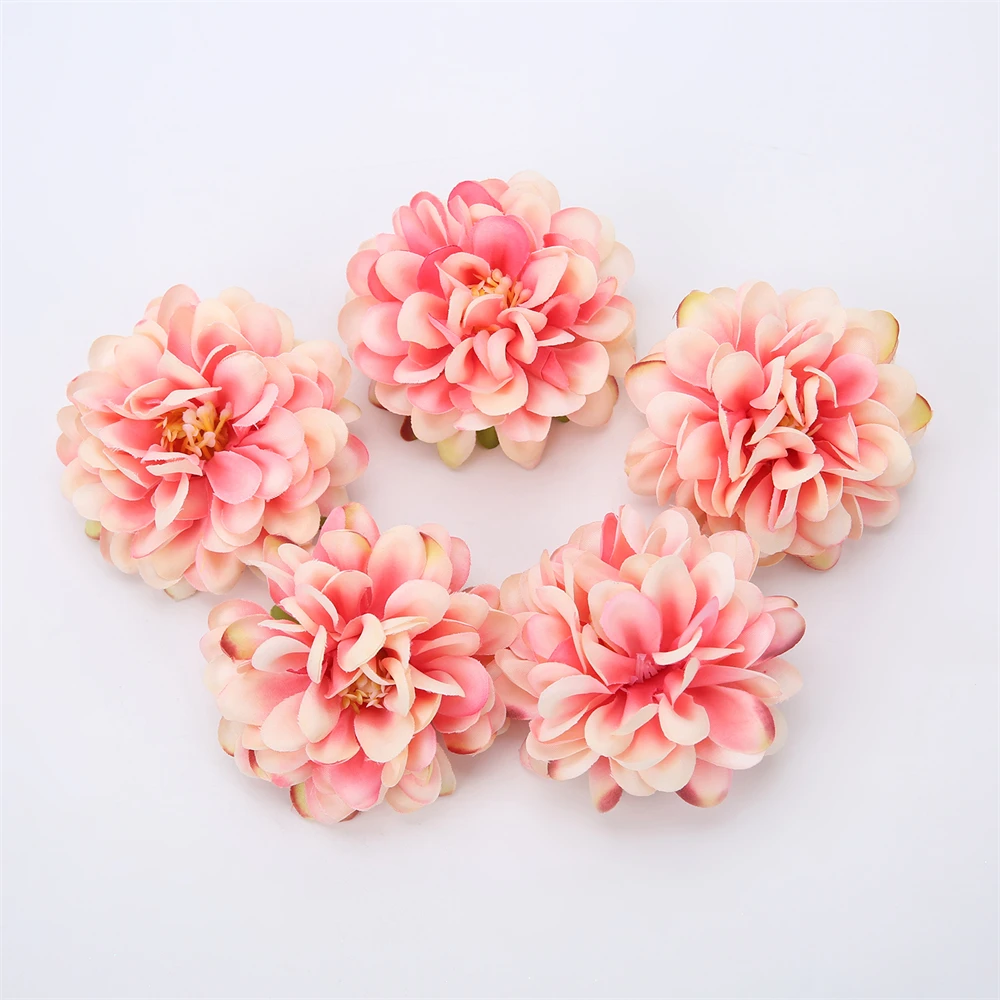 10Pcs Silk Dahlia Flower Heads Artificial Flower For Home Decor Wall Flowers Wedding Party Wreath Dahlia DIY Crafts Fake Flowers