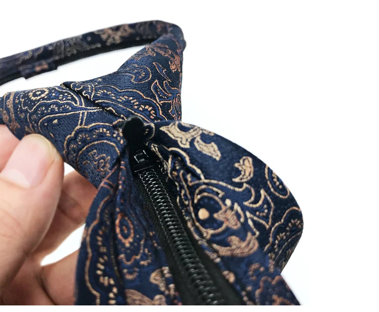 VEEKTIE Brand 8CM Zipper Ties for Men Floral ONEKEY Paisley Formal Retro Vintage Brown Mailard Corbatas Original Gifts Designer