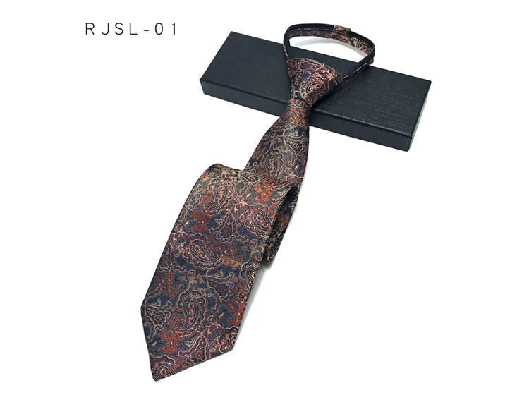 VEEKTIE Brand 8CM Zipper Ties for Men Floral ONEKEY Paisley Formal Retro Vintage Brown Mailard Corbatas Original Gifts Designer