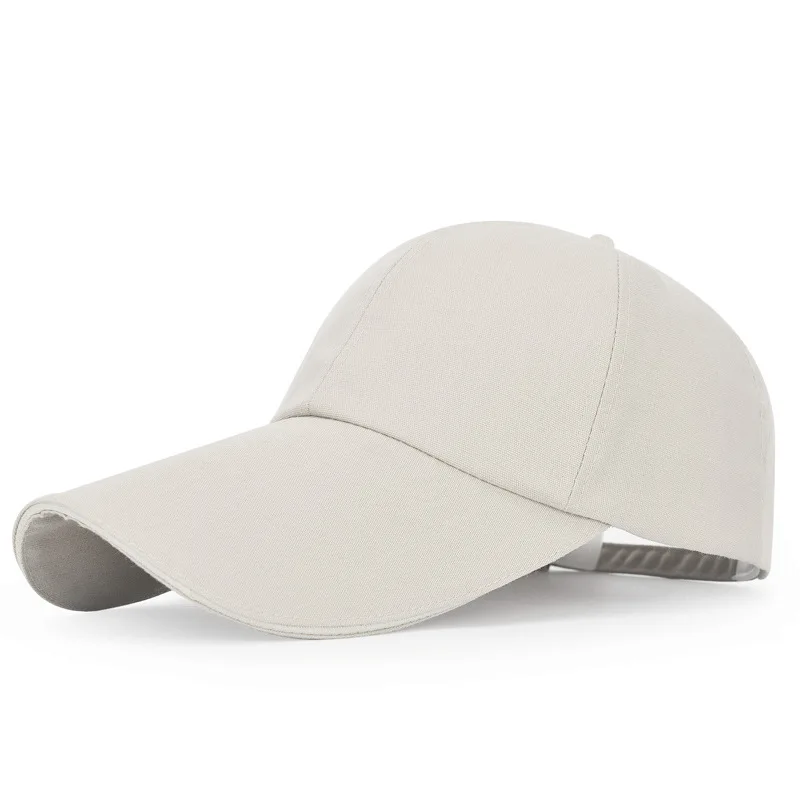 Extra Long Bill Plain Adjustable Baseball Cap Hat Snapback Cap Summer UV Protection Travel Beach Cap Canvas Cap