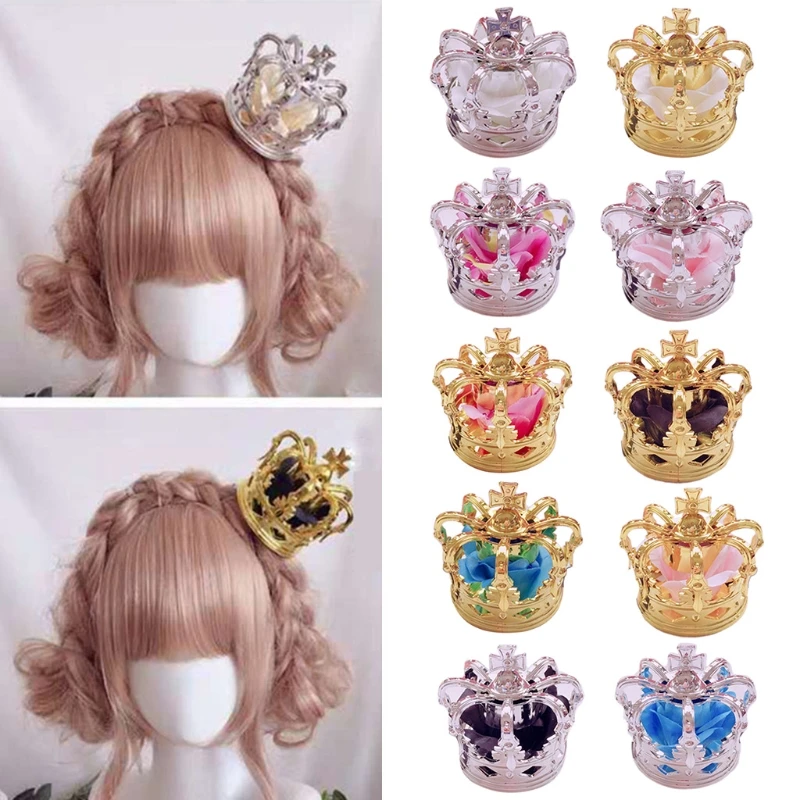 Princess 3D Tiara Crown Luxuries Artificial Rose Flower Cosplay Headdress Hair Accessories with Clips Ribbon Dropshipping