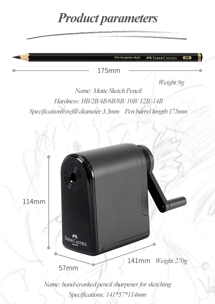 Faber-Castell Matte Sketch Pencil Art Graphite Pencils For Painting Writing Shading Sketch Black Lead Design Pencils Supplies