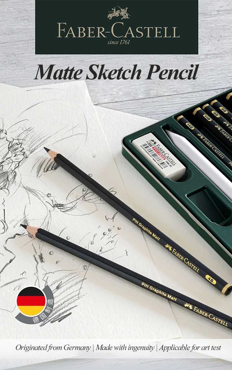 Faber-Castell Matte Sketch Pencil Art Graphite Pencils For Painting Writing Shading Sketch Black Lead Design Pencils Supplies
