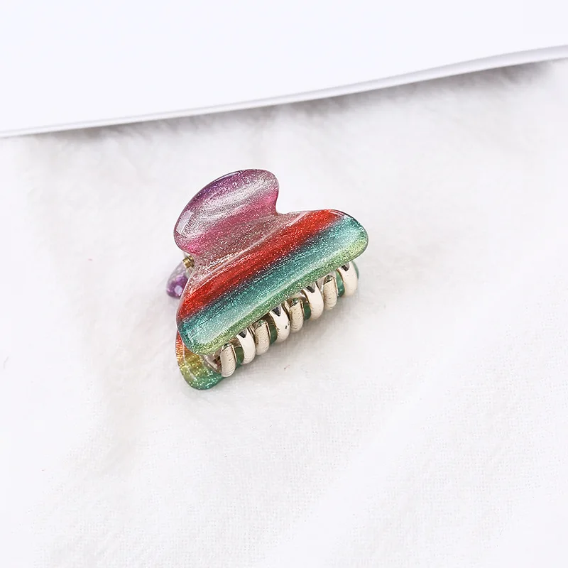 Shiny Acrylic Small Crab Hair Claw Clips Women Girls 2.5CM Rainbow Color Cute Mini Barrettes Clips Hairpins Hair Accessories New