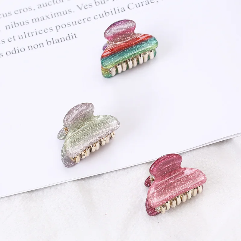Shiny Acrylic Small Crab Hair Claw Clips Women Girls 2.5CM Rainbow Color Cute Mini Barrettes Clips Hairpins Hair Accessories New