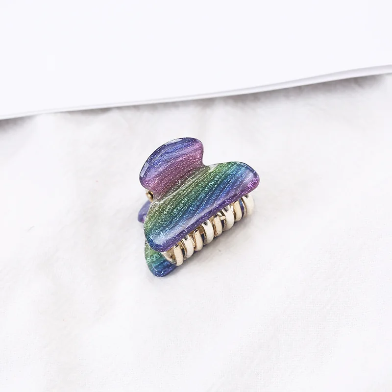 Shiny Acrylic Small Crab Hair Claw Clips Women Girls 2.5CM Rainbow Color Cute Mini Barrettes Clips Hairpins Hair Accessories New