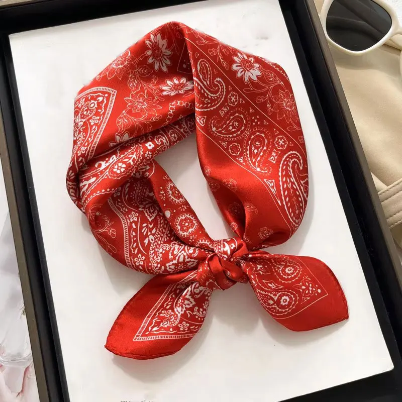 New 2027 Pashmina 100% Silk Scarf Fashion Women Summer Beach Elegant Small Scarves Shawl Poncho 53*53cm Hijab Bandana Kerchief