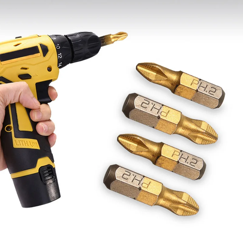 10pcs/Set 25mm Screwdriver Bits 1/4 Inch Titanium Coated Anti Slip Hex Shank PH2 Electric Screw Driver Bit Hand Tools