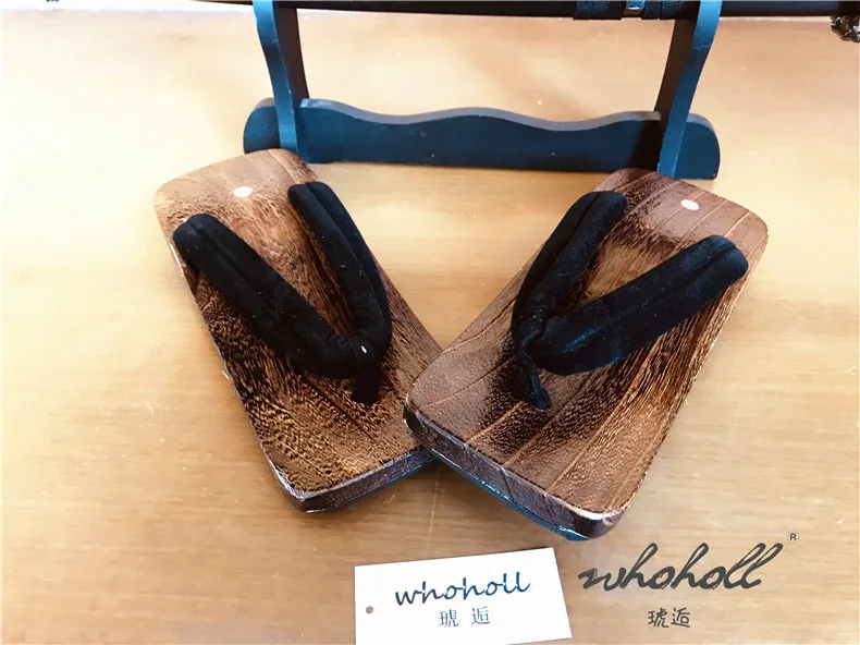 WHOHOLL Geta Summer Men‘s Slippers Flip-flops Wooden Slippers Japanese Geta Clogs Shoes Cosplay Costumes Shoes Slides