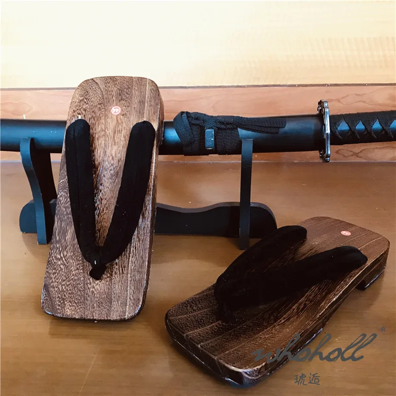 WHOHOLL Geta Summer Men‘s Slippers Flip-flops Wooden Slippers Japanese Geta Clogs Shoes Cosplay Costumes Shoes Slides