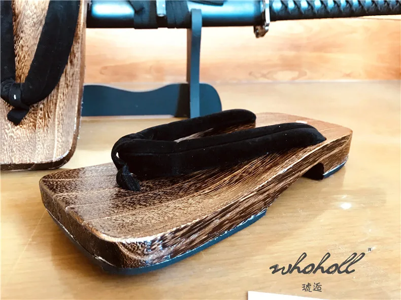 WHOHOLL Geta Summer Men‘s Slippers Flip-flops Wooden Slippers Japanese Geta Clogs Shoes Cosplay Costumes Shoes Slides