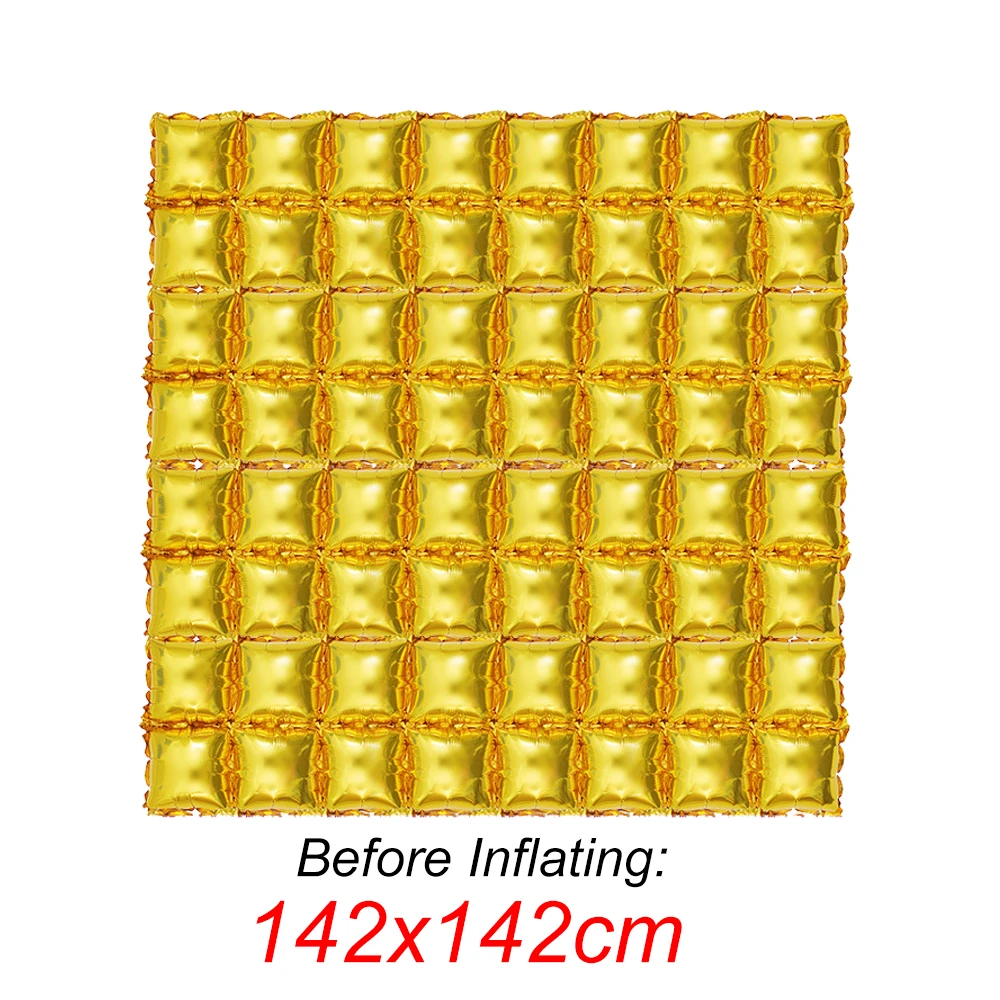 4Pcs Sequin Foil Balloons for Party Decorations Gold Silver Rose Gold Double Row Square Backdrop Balloons for Birthday Decor