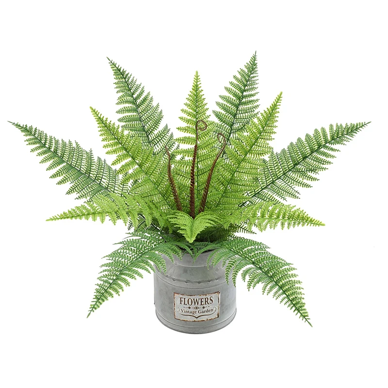 Artificial Shrubs Fake Boston Fern Plants Natural Fern Bushes UV Resistant Greenery Bunches Faux Plants Shrubs for Outdoor Decor
