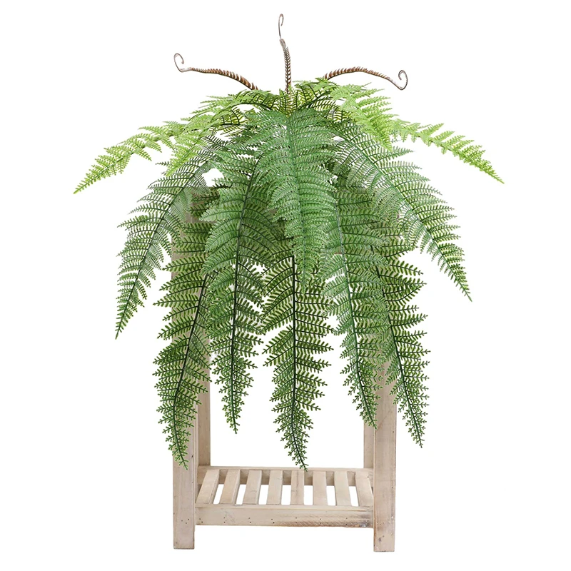 Artificial Shrubs Fake Boston Fern Plants Natural Fern Bushes UV Resistant Greenery Bunches Faux Plants Shrubs for Outdoor Decor