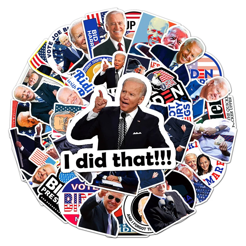 10/30/50pcs Cartoon Funny Joe Biden Harris Stickers for Laptop Guitar Luggage Skateboard Kids Sticker Decals DIY Graffiti Toy