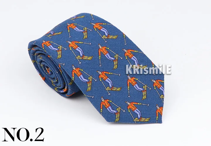 New Mens Tie Cotton Handmade Sports Bird Badge Pattern Neck Tie Novelty Casual Thick Skinny Male Cravat Daily Wear Accessory
