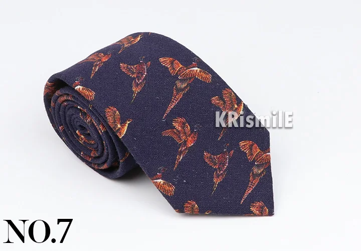 New Mens Tie Cotton Handmade Sports Bird Badge Pattern Neck Tie Novelty Casual Thick Skinny Male Cravat Daily Wear Accessory
