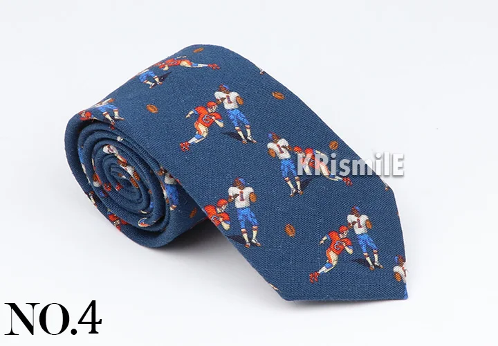 New Mens Tie Cotton Handmade Sports Bird Badge Pattern Neck Tie Novelty Casual Thick Skinny Male Cravat Daily Wear Accessory