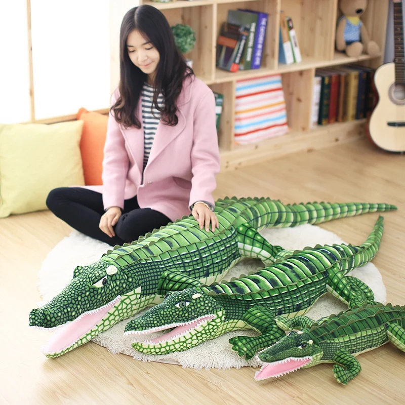 105-195cm Giant Stuffed Animal Real Life Alligator Plush Toy Simulation Crocodile Dolls Kawaii Pillow for Boys Xmas Gifts