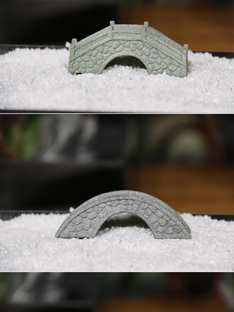 Miniature Sand Stones Bridge Figurine Boat DIY Terrarium Ornaments Fairy Garden Bonsai Rockery Lanscaping for Room Decoration