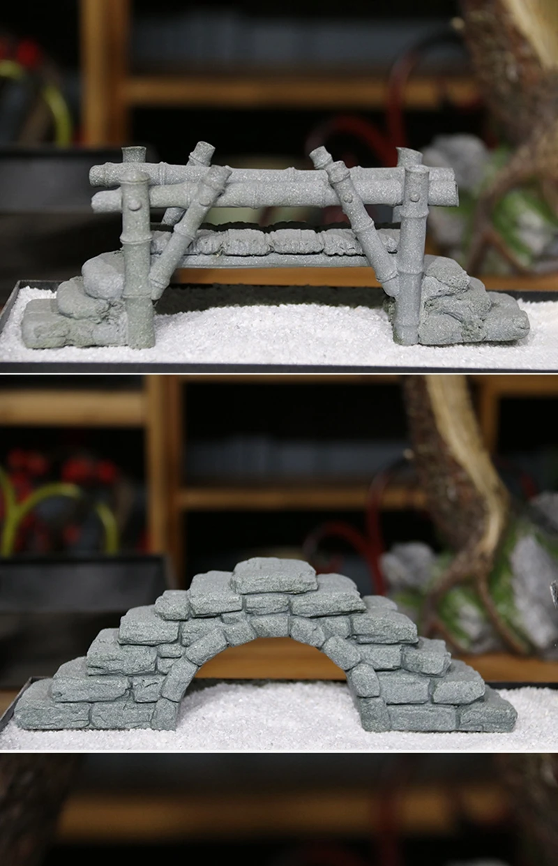 Miniature Sand Stones Bridge Figurine Boat DIY Terrarium Ornaments Fairy Garden Bonsai Rockery Lanscaping for Room Decoration
