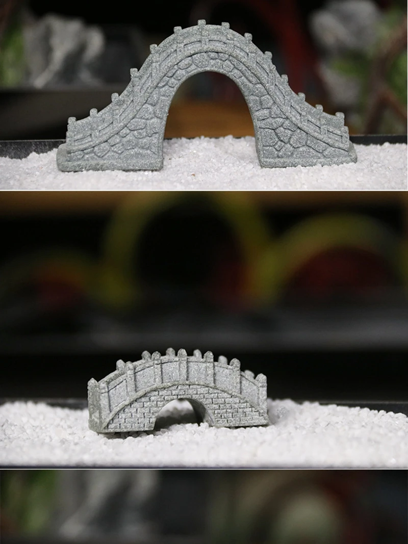 Miniature Sand Stones Bridge Figurine Boat DIY Terrarium Ornaments Fairy Garden Bonsai Rockery Lanscaping for Room Decoration